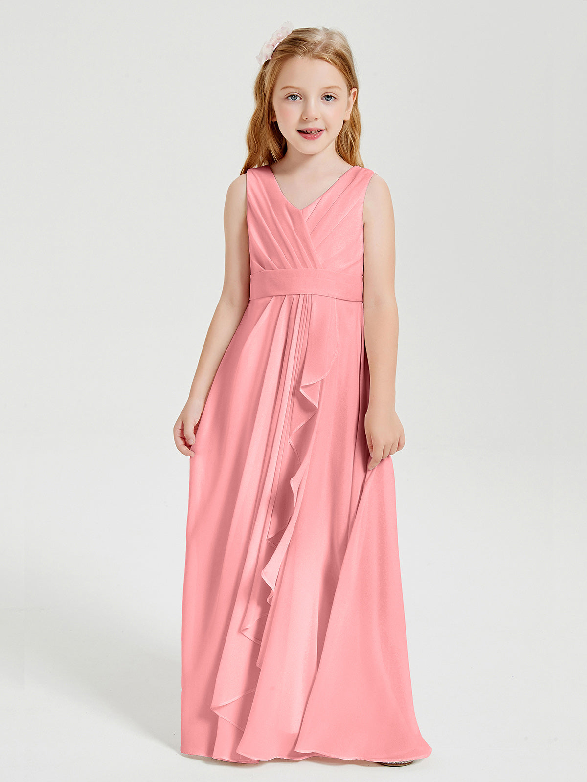 Boho Long Chiffon Bridesmaid Gown Flamingo
